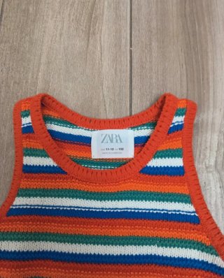 Canotta top Zara crochet righe 11-12 anni colorata