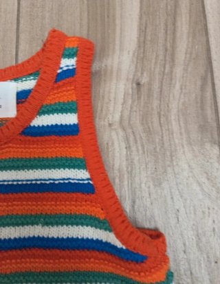 Canotta top Zara crochet righe 11-12 anni colorata