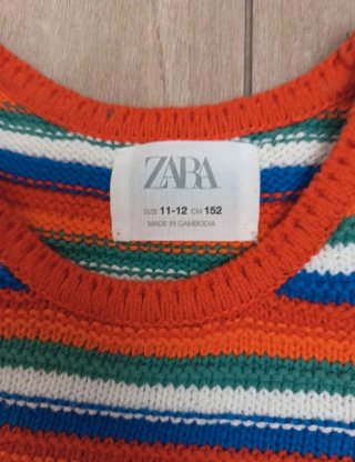 Canotta top Zara crochet righe 11-12 anni colorata