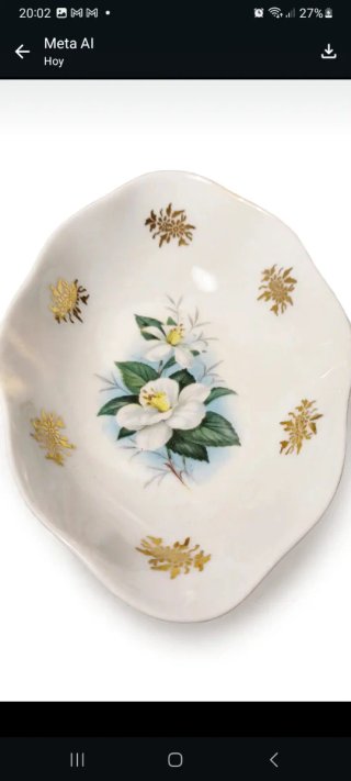 Set 3 Platos Porcelana Limoges Flores Doradas