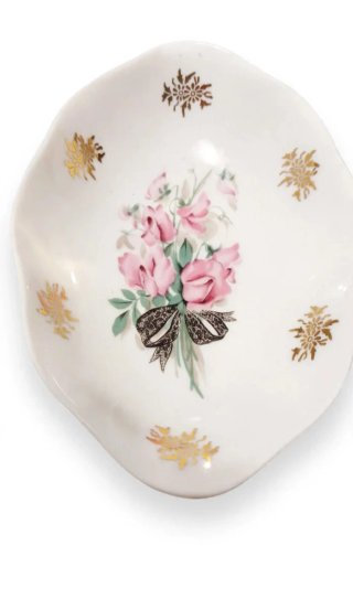 Set 3 Platos Porcelana Limoges Flores Doradas