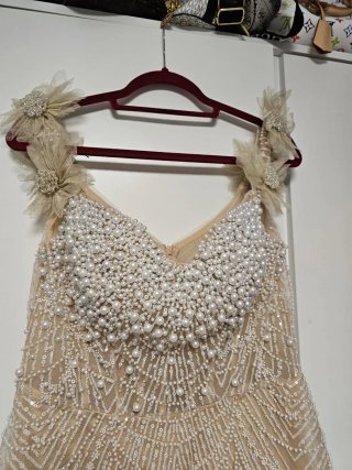 Vestido de fiesta o quinceañera beige/dorado
