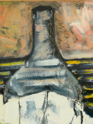 Pintura Técnica Mixta Bodegón Botellas y Limones