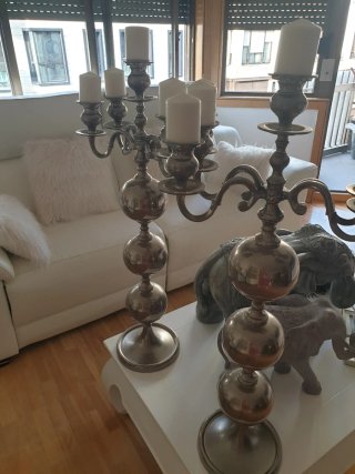 2 Candelabros Gigantes Plata Decoración