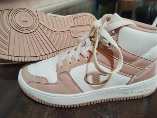 Botas Champion altas blancas y rosa palo