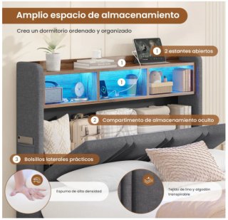 Cama Canapé 90x200 con Almacenamiento