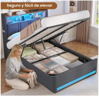 Cama Canapé 90x200 con Almacenamiento