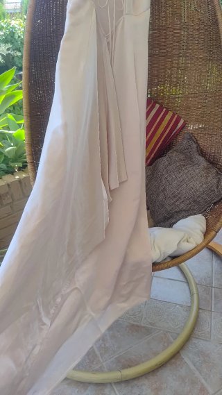 Vestido rosa pastel satinado raso largo