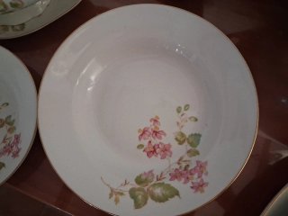Vajilla porcelana antigua floral dorada