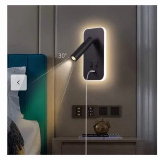 2 Apliques LED Lámpara Lectura con USB