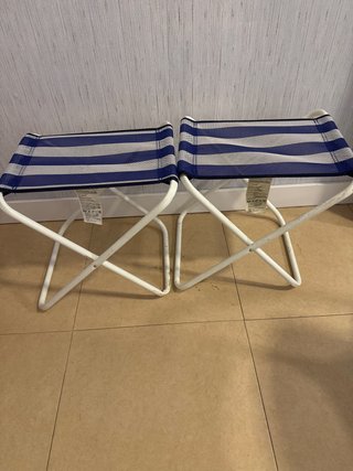 2 Sillas Plegables Rayas Azul y Blanco