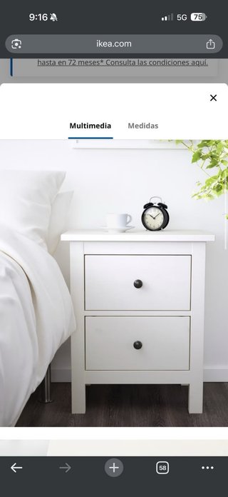 Mesita de noche Ikea madera blanca
