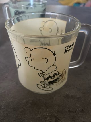 4 Tazas Vidrio Lucy & Charlie Brown