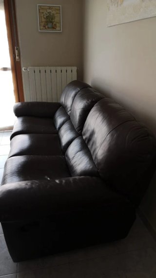 Divano 3 Posti Ecopelle Marrone Doppio Relax