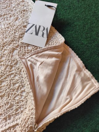 Zara falda midi asimétrica de crochet talla L