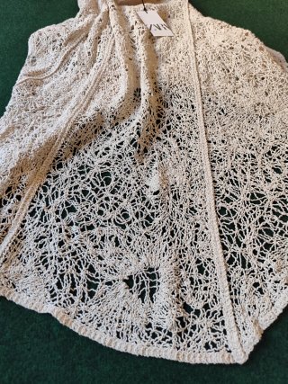Zara falda midi asimétrica de crochet talla L