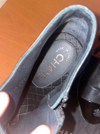 Botines Chanel Tacón Negro Piel Charol