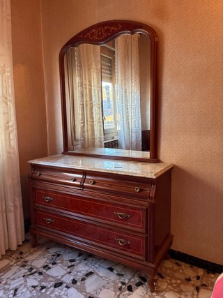 Mueble tocador vintage madera y mármol