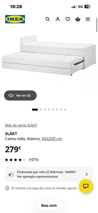 Cama nido blanca con 2 cajones