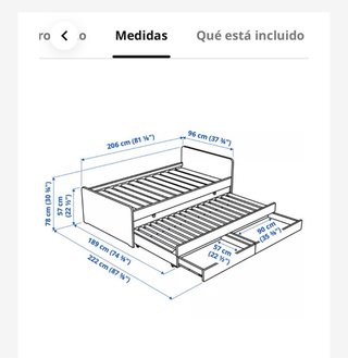 Cama nido blanca con 2 cajones