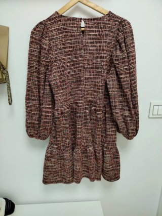 Vestido estampado marrón y rosa
