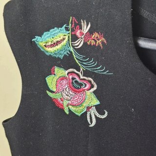 Desigual vestido negro bordado floral elegante cas