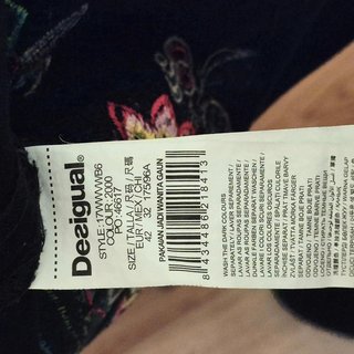 Desigual vestido negro bordado floral elegante cas