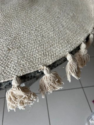 Alfombra redonda de yute con flecos – Nueva