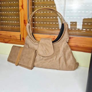 Bolso clutch beige elegante ante estilo parisino c