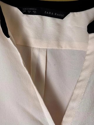 Camisa beige contraste Zara Talla M