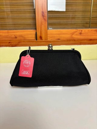 Clutch negro iber bolsos satén raso con cadena pla