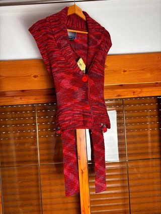 Chaleco Punto Lana Colcci Talla S Rojo Jaspeado Bo