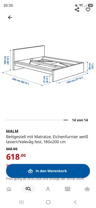 Cama MALM Ikea Madera Marrón
