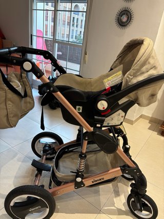 Carrito Bebé KIDUKU 3 en 1 Beige/Rosé