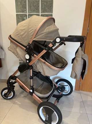 Carrito Bebé KIDUKU 3 en 1 Beige/Rosé