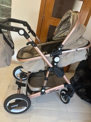 Carrito Bebé KIDUKU 3 en 1 Beige/Rosé