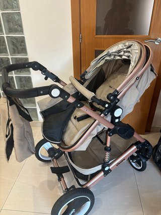 Carrito Bebé KIDUKU 3 en 1 Beige/Rosé