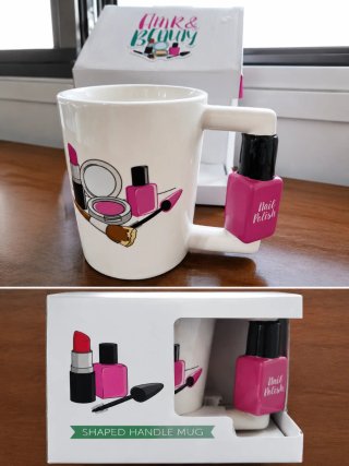 Taza con asa de pintalabios y esmalte