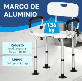 Silla de ducha con brazos y respaldo