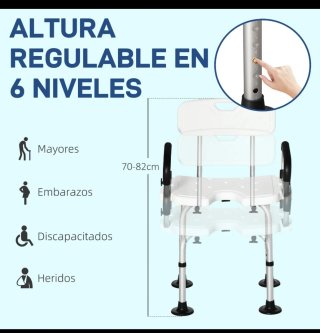 Silla de ducha con brazos y respaldo
