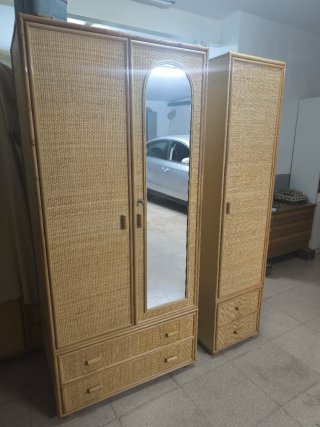 Armario de bambú y mimbre con espejo