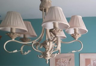 Lámpara colgante de 5 luces beige de forja