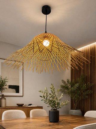 Lámpara Colgante Comedor Bambú Madera