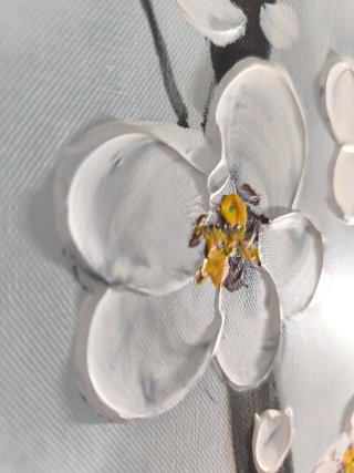 Cuadro Decorativo Flores Blancas relieve