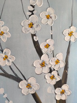 Cuadro Decorativo Flores Blancas relieve