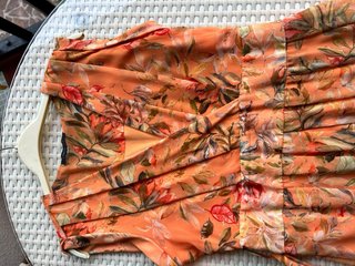 Vestido gasa estampado floral naranja