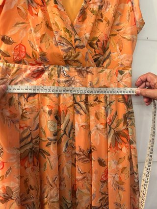 Vestido gasa estampado floral naranja