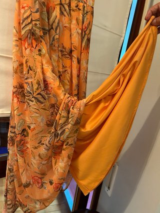 Vestido gasa estampado floral naranja