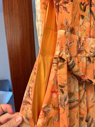Vestido gasa estampado floral naranja