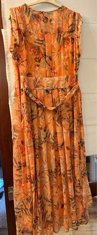 Vestido gasa estampado floral naranja